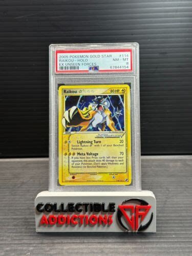 Pokemon Ex Unseen Forces Holo Raikou Gold Star Psa Nm Mt