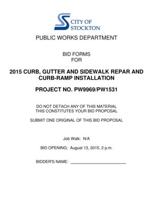 Fillable Online Bid Forms Curb Gutter And Sidewalk Repair Pw