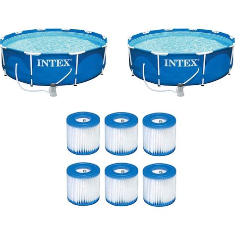 Intex 2 X 28201eh 6 X 29007e 10 Ft X 10 Ft X 30 In Metal Frame Round Above Ground Pool With