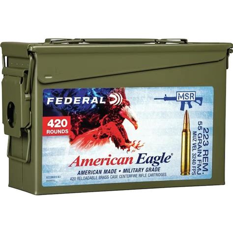 Federal 223 Remington 55 Gr Fmj Boat Tail Ammo Can Of 420