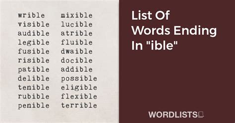 List Of Words Ending In Ible