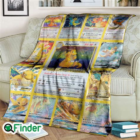 Dragonite Pokemon Trading Card Fleece Blanket Q Finder Trending