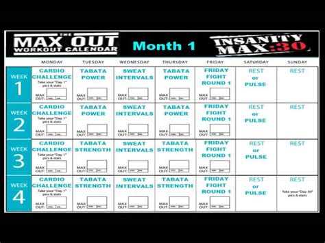 Insanity Workout Schedule Month 1 Eoua Blog