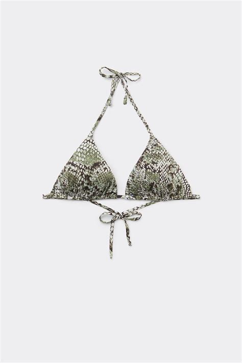 Classic Snake Triangle Bikini Top With Removable Padding