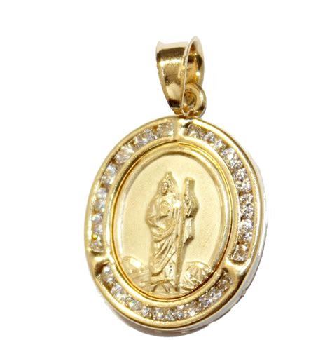 San Judas Tadeo Medal with CZ 18k Gold Plated Medal - St. Jude Thaddeus ...