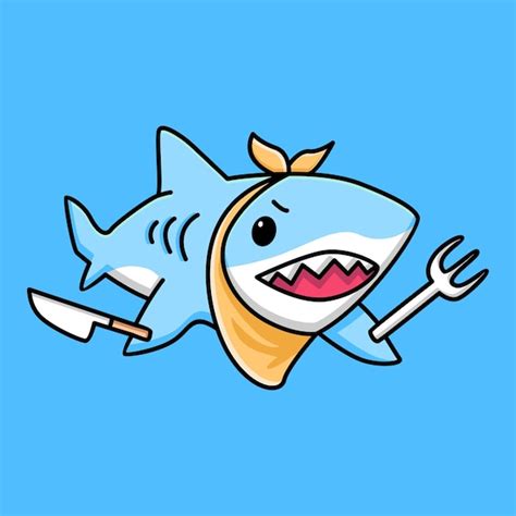 Lindo Diseño De Dibujos Animados De Tiburones Vector Premium