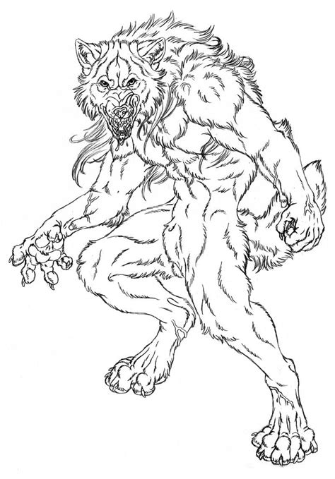 Werewolf Kleurplaten Kleurplaat Loup Garou Lupo Mannaro Werewolves