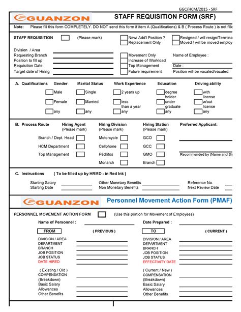 Revised SRF PMAF Vdava STAFF REQUISITION FORM SRF Note Please