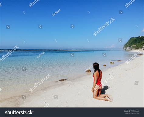 Sexy Woman Red Bikini Posing On Stock Photo Shutterstock