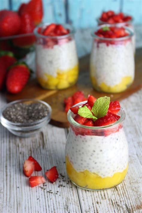 Pudin De Ch A Con Yogur Sin Lactosa Fresas Y Mango Receta Pud N De