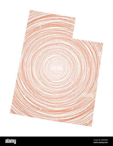 Utah Map Filled With Concentric Circles Sketch Style Circles In Shape