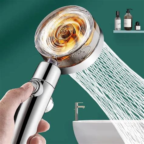 1pc Shower Head Water Saving High Pressure Turbo Propeller Flow