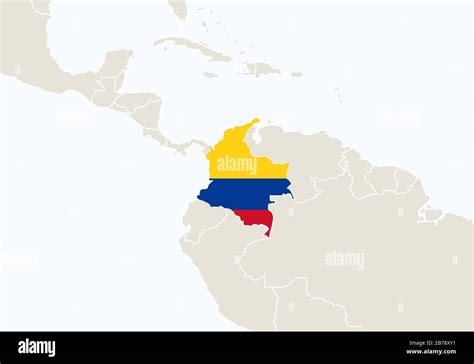 south america  highlighted colombia map vector illustration stock