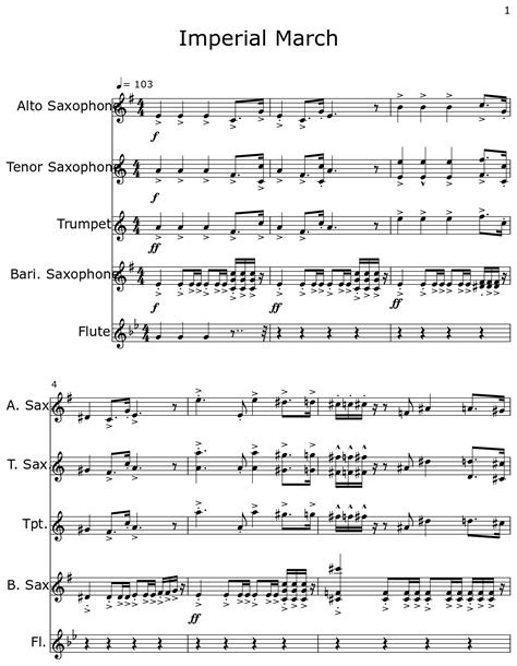 Imperial March Sheet Music For Alto Saxophone Tenor Saxophone