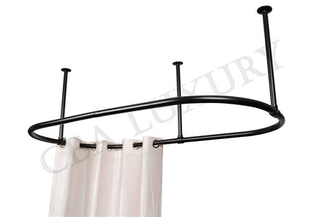 Luxury Oval Shower Curtain Rod Ceiling Support For Clawfoot Tub