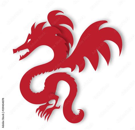 Red Dragon - Magnificent creature, red dragon flying. It is asian ...