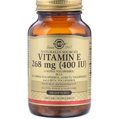 Solgar Naturally Sourced Vitamin E 268 Mg 400 IU 100 Softgels By