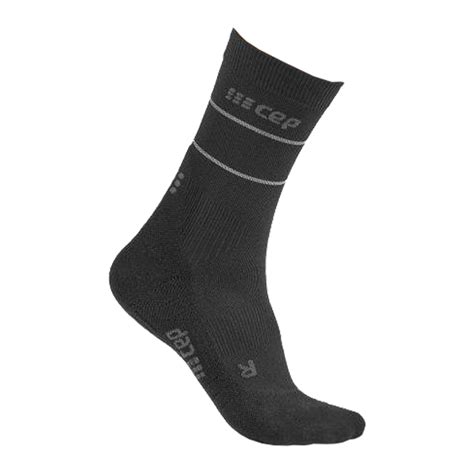 CEP Reflective MidCut Running Socken Damen Schwarz Schwarz