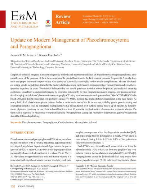 Pdf Update On Modern Management Of Pheochromocytoma And Paraganglioma