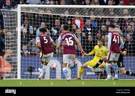 Bournemouth Goalkeeper Neto Watches The Shot From Aston Villas Tyrone