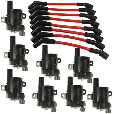 Set Of Round Ignition Coils With Pcs Spark Plug Wires For Chevy