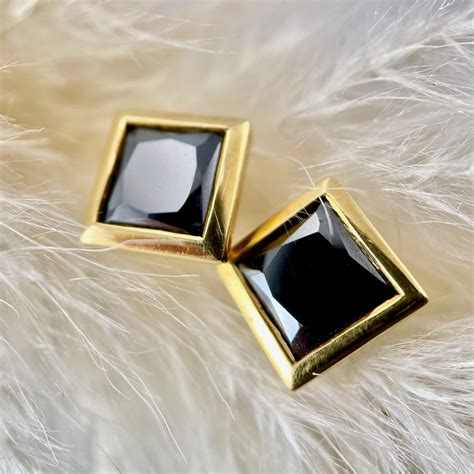 Square Black Diamond Stud Earrings-SOLD - Sholdt Jewelry Design