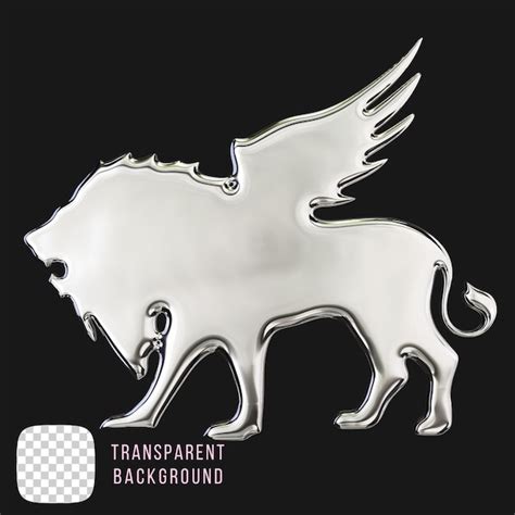 Premium Psd Psd Chrome Metal Lion Shape 3d Rendering