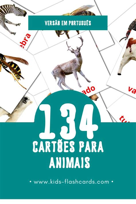 134 Flashcards de Animais GRÁTIS em Português 4 PDFs imprimíveis