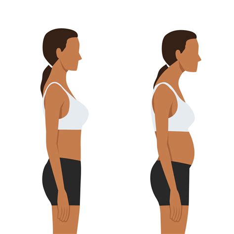 Young woman with bad posture. Spine. Profile. 27199799 Vector Art at