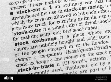 Focusing on words with STOCK in english dictionary Stock Photo - Alamy 