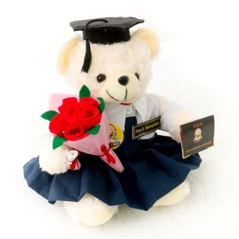 Jual Boneka Wisuda Teddy Bear Seragam SMP Dengan Buket Bunga Ijazah