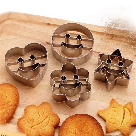 Pcs Set Smiley Cookie Mold Stainless Steel Baking Mold Smiley Heart