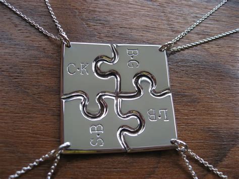 Silver Puzzle Necklaces Puzzle Pendants Necklaces For Four Etsy