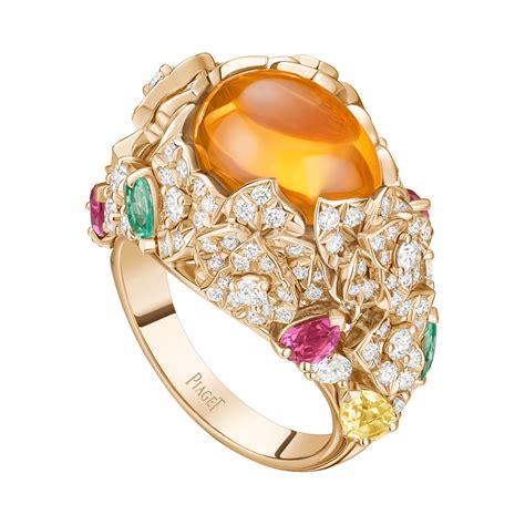 Piaget Rose Gold Semi-Precious Stones Diamond Ring G34UX400