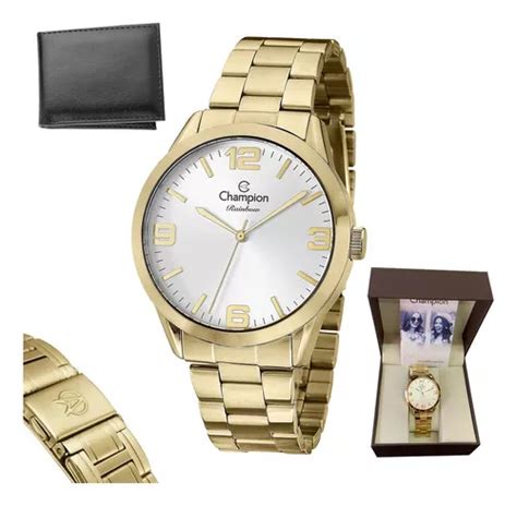 Reloj Champion para hombre acero original dorado tamaño grande fondo