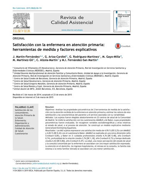 PDF Satisfacción Con La Enfermera en Atención Primaria Herramientas