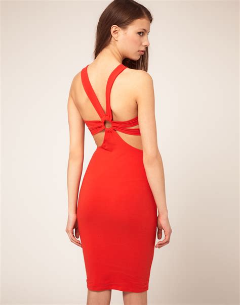 Lyst Asos Collection Asos Midi Dress With Strappy Back In Red