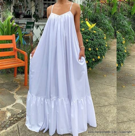 Neuheiten A Linie Maxi H Ngerchen Sommerkleid Lang In Wei Mit