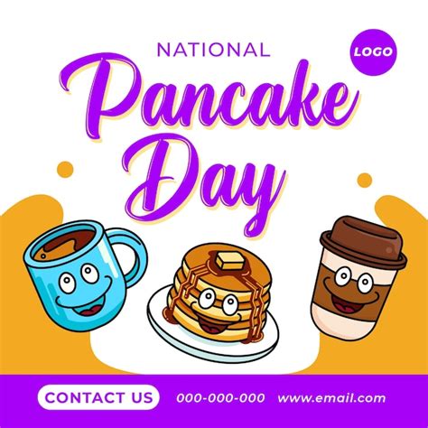 Premium Vector Pancake And Coffee Cartoon Illustration Social Media Post