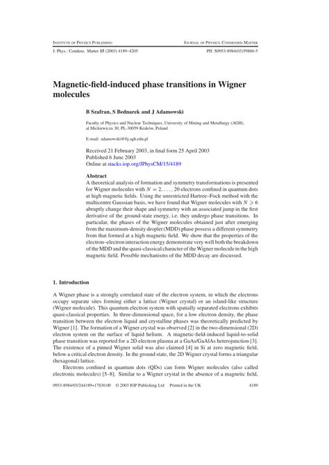 PDF Magnetic Field Induced Phase Transitions In Wigner Molecules