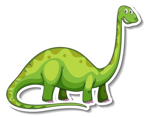 Pegatina Personaje De Dibujos Animados De Dinosaurio Brachiosaurus