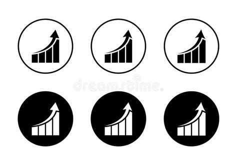 Growing Bar Graph Icon On Circle Line Rising Arrow Symbol Vector Stock