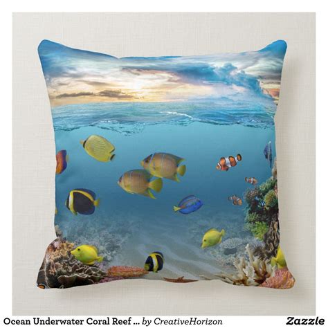 Ocean Underwater Coral Reef Tropical Fish Throw Pillow