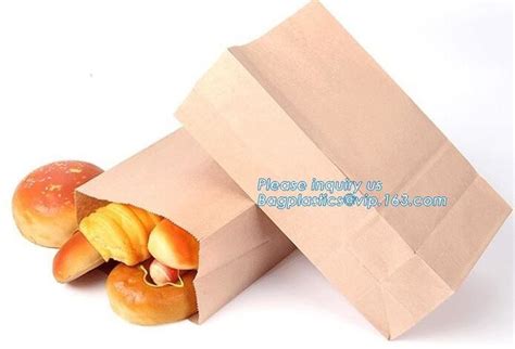 Custom Printed Kraft Paper Bags Food Grade With Window Bread Packaging