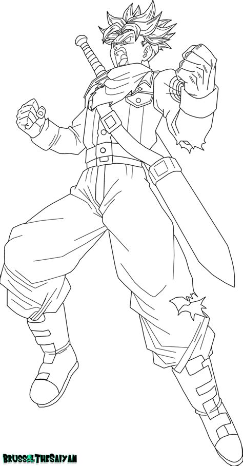 Super Saiyan Future Trunks Lineart By Brusselthesaiyan On Deviantart