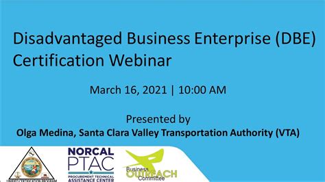 Disadvantaged Business Enterprise Dbe Certification Webinar March