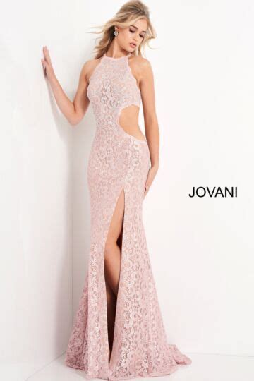 Jovani 06584 Side Cutout Lace Dress