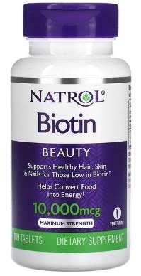 Биотин, Natrol, максимум, 10000 мкг, 100 таблеток - купить по лучшим ...