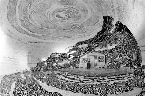 Oscar Oiwa Draws A Panoramic Japanese Landscape Inside A Giant Inflated