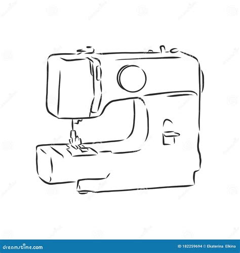 简单手绘草图式缝纫机的矢量图 现代缝纫机矢量图示 库存例证 插画 包括有 查出 蚀刻 手工 衣裳 182259694